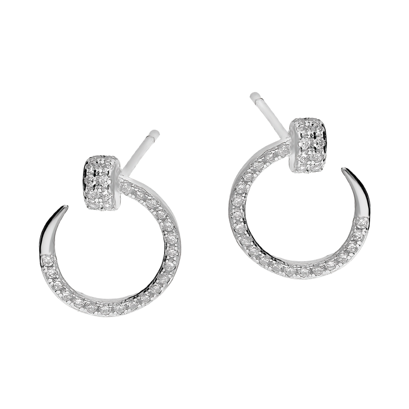 Kolczyki srebrne gwóźdź z cyrkoniami/sztyft NI OMIZILC ROD próba 925