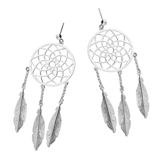 Kolczyki srebrne duży łapacz snów/sztyft NI OR9996 ROD próba 925