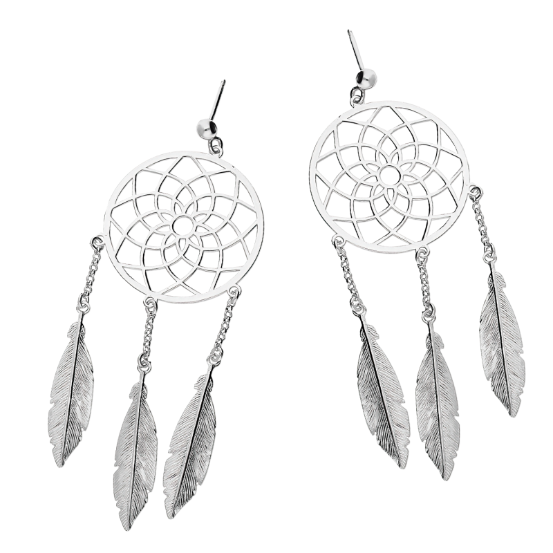 Kolczyki srebrne duży łapacz snów/sztyft NI OR9996 ROD próba 925