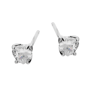 Kolczyki srebrne biała cyrkonia serce/sztyft NI ORGRC1 ROD próba 925