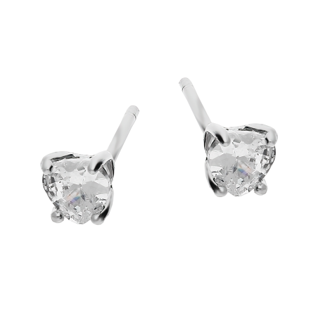 Kolczyki srebrne biała cyrkonia serce/sztyft NI ORGRC1 ROD próba 925