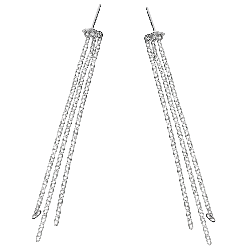 Kolczyki srebrne trzy wiszące łańcuszki gucci/sztyft NI XOR03281 ROD próba 925