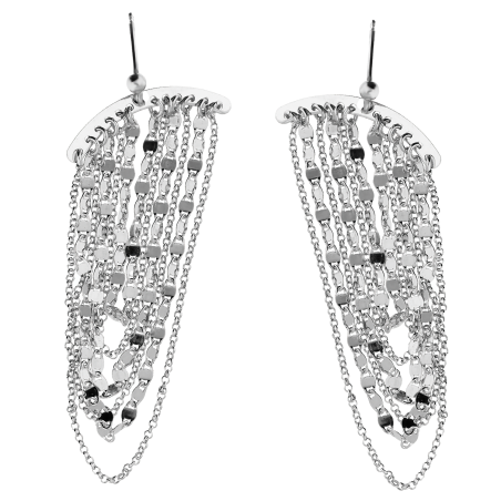 Kolczyki srebrne podwieszane łańcuszki rolo i blaszki/sztyft NI XOR03300 ROD próba 925