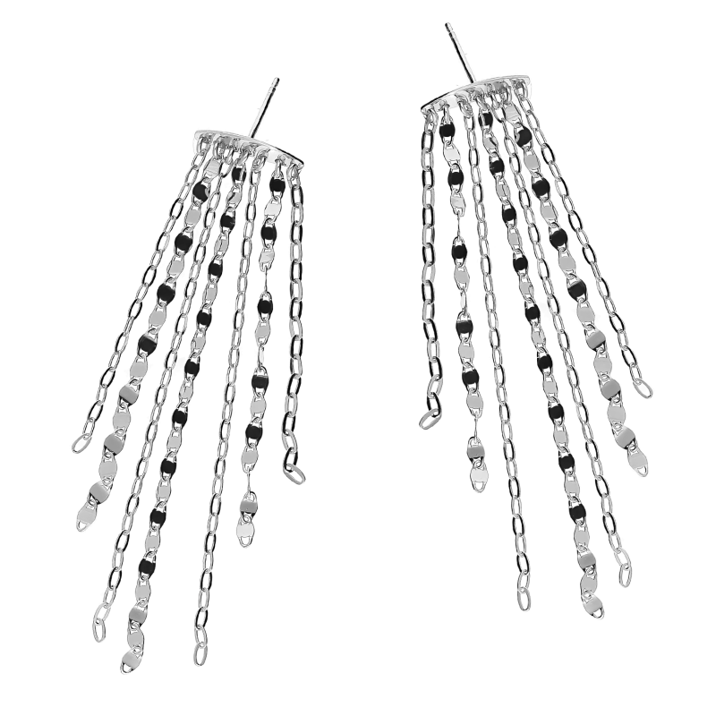 Kolczyki srebrne wiszące łańcuszki anker i blaszki/sztyft NI XOR03340 ROD próba 925