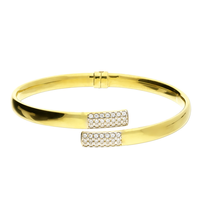 Bransoleta pozłacana bangla gładka z białymi cyrkoniami M3-031 GOLD próba 925