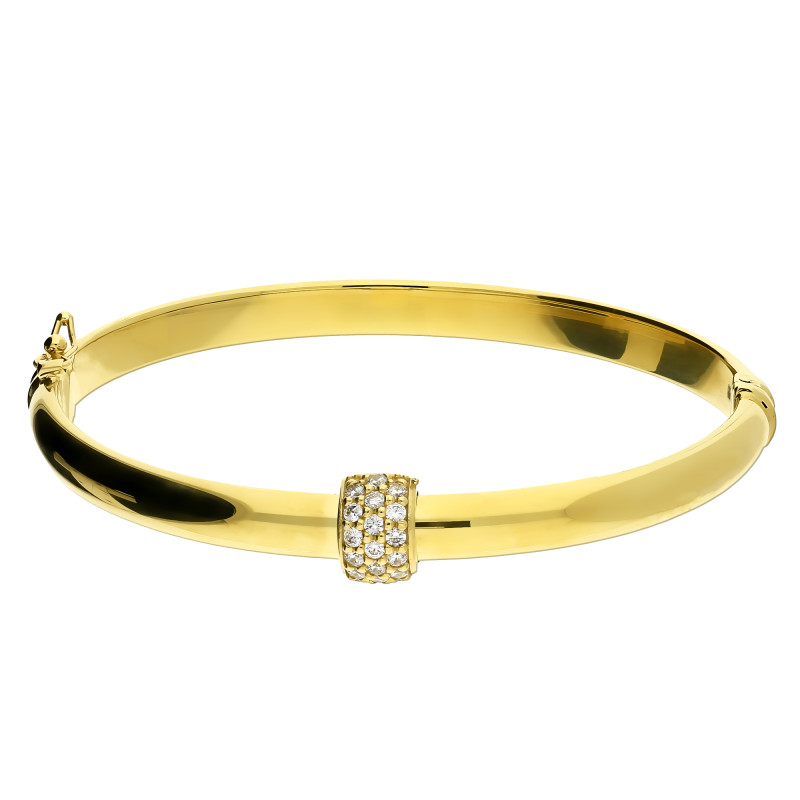 Bransoleta bangle gładka 6mm półokr cyr 3r M3-035 GOLD próba 925