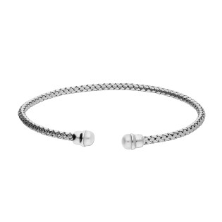 Bransoleta srebrna bangla pleciona z dwoma perłami jubilerskimi M3-038 ROD próba 925