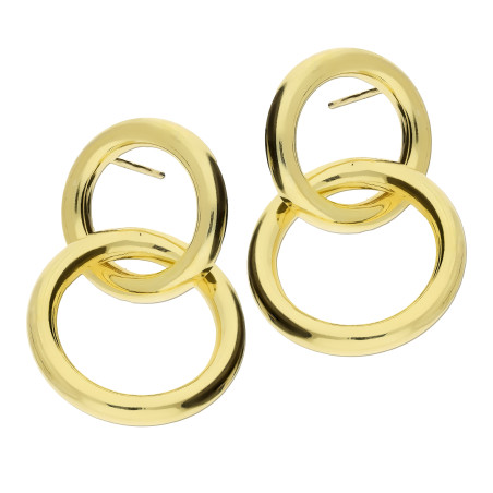 Kolczyki pozłacane dwa gładkie koła/sztyft M3-047 GOLD próba 925