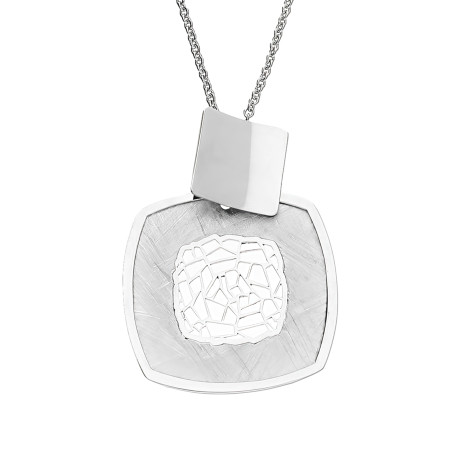 Naszyjnik srebrny szczotkowany kwadrat z ażurowym środkiem/rolo M3-062 ROD próba 925