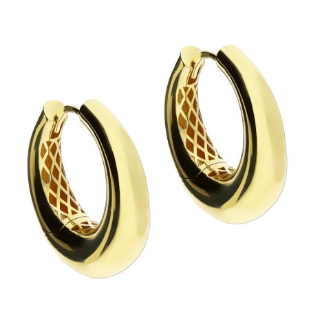 Kolczyki złote owalne kółka poszerzane 15 mm/zatrzask OL FZE113 próba 585