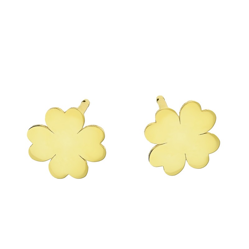 Kolczyki złote koniczyna z serc blask/sztyft PW517 próba 375