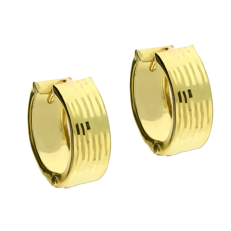 Kolczyki złote kółka z grawerowaną blaszką/zatrzask PY P17E-102 próba 375