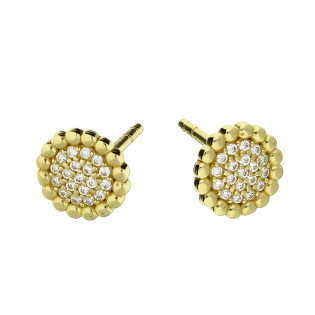 Kolczyki złote koło z cyrkoniami i kulkami bead/sztyft PY P29C-1349 próba 375