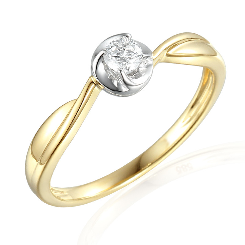 Delikatny pierścionek zaręczynowy PAULA z diamentem w białej opawie AW 38480 YW próba 585