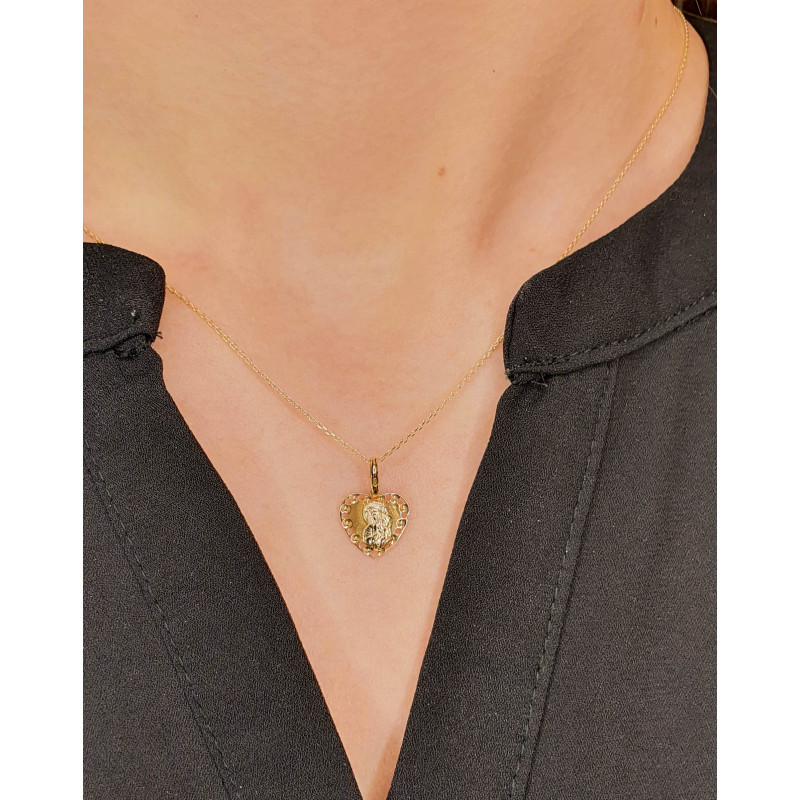 Medalik złoty Częstochowska w ażurowym sercu BC M-1251 próba 585