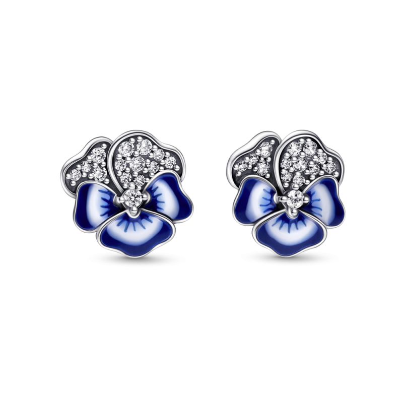 Srebrne Kolczyki Sztyfty Błękitny Bratek - JubilerSezam.pl