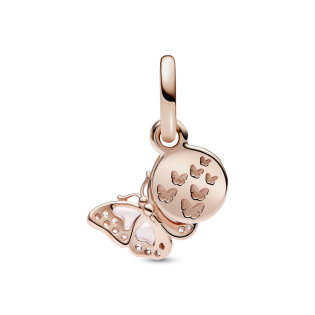 Podwójna zawieszka Różowy motyl i cytat Pandora PE 782555C01