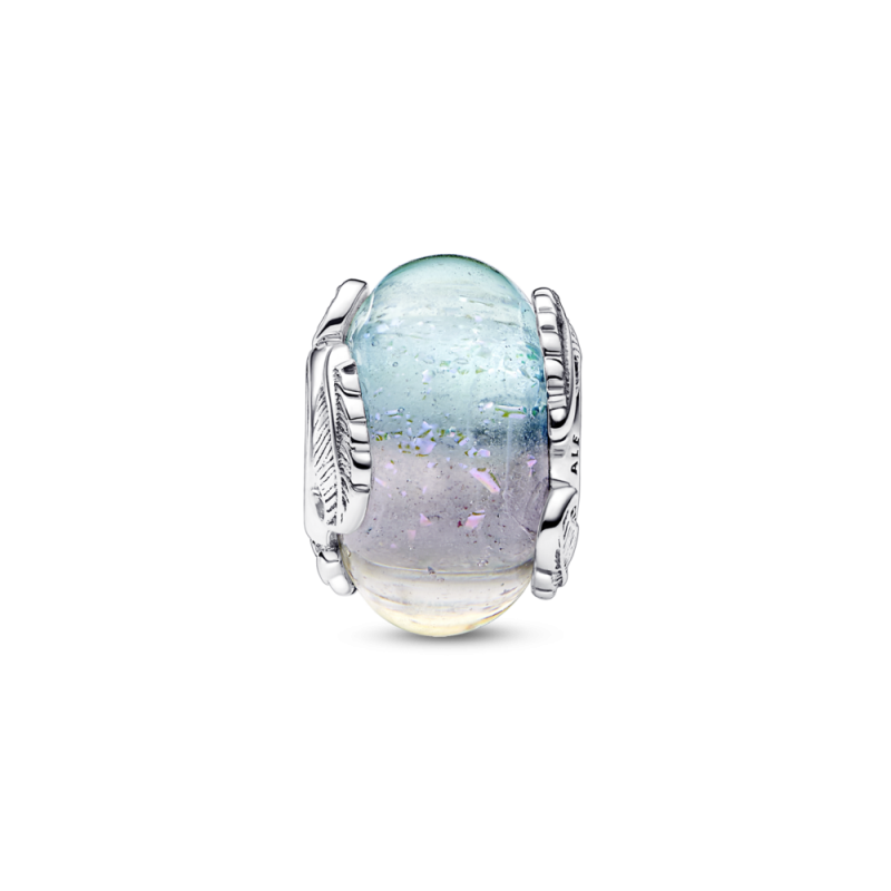 Charms z wielokolorowego szkła Murano z charmsem Zakrzywione pióro PE 792577C00