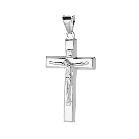 Srebrny Krzyżyk z Jezusem Kwadratowy pr. 925 - JubilerSezam.pl