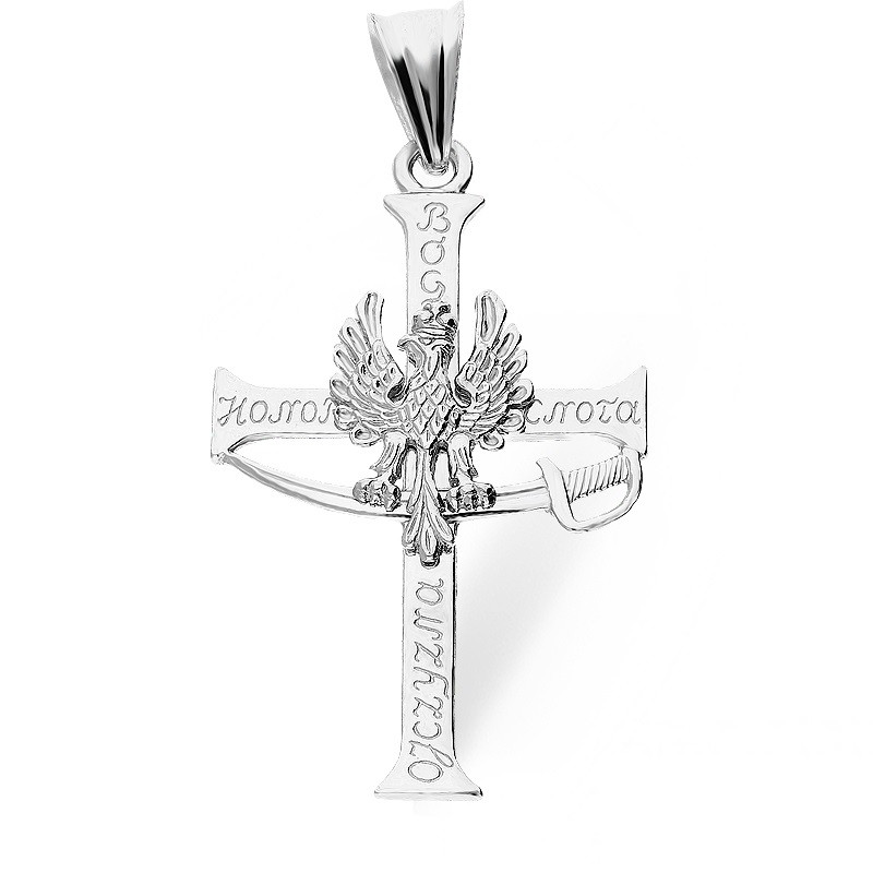Krzyżyk srebrny Patriotyczny z orłem Honor/Cnota MV K190 rod próba 925