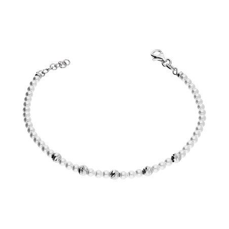 Bransoleta srebrna z perłami jubilerskimi i kulkami NI BRN24140 ROD próba 925