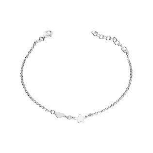 Bransoleta srebrna gwiazdka, serce i cyrkonia/rolo NI BRN25002 ROD próba 925