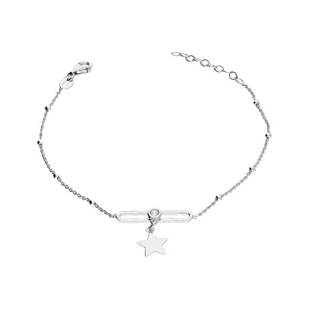 Bransoleta srebrna wisząca gwiazdka i cyrkonia/rolo NI BRN32428 ROD próba 925