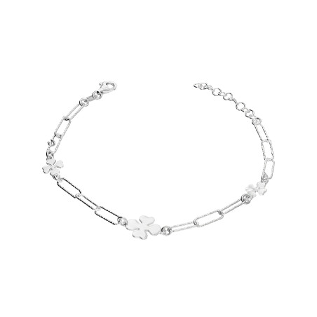 Bransoleta srebrna trzy koniczynki z serc/anker long NI BRN32845 ROD próba 925