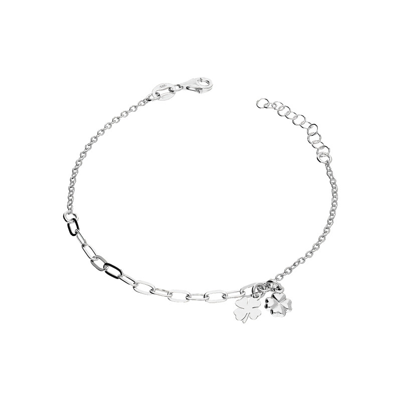 Bransoleta srebrna koniczyna gładka i wypukła/anker NI BRN34735 ROD próba 925