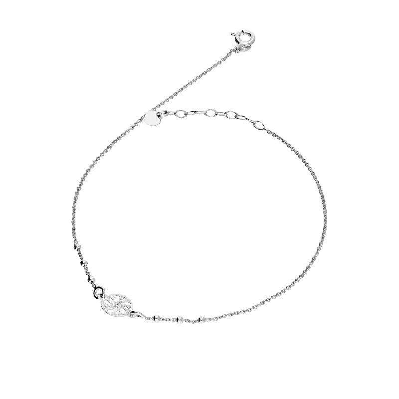 Bransoleta srebrna na nogę ażurowe koło i kulki NI CA1976 koło ażur+kulki x6 próba 925