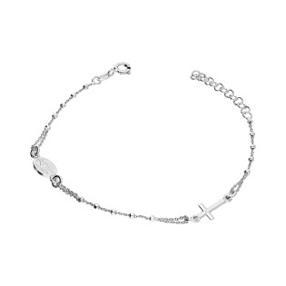 Bransoleta srebrna różaniec z gładkimi paciorkami