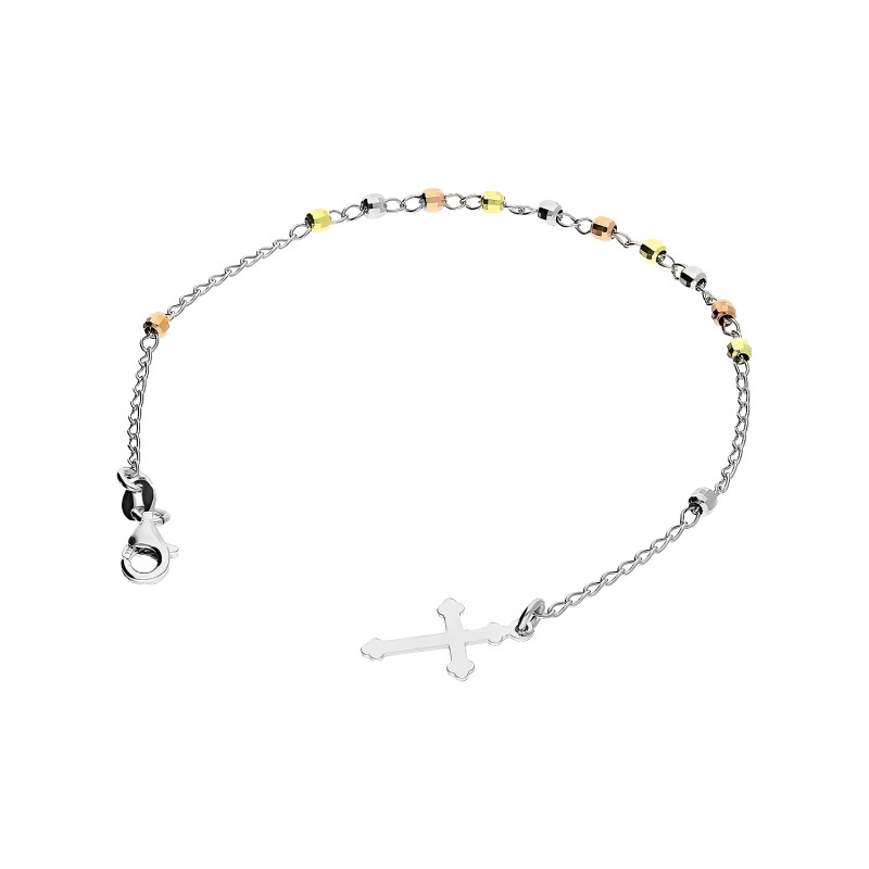 Bransoleta srebrna różaniec z kolorowymi paciorkami NI ROBRD03 3COL próba 925