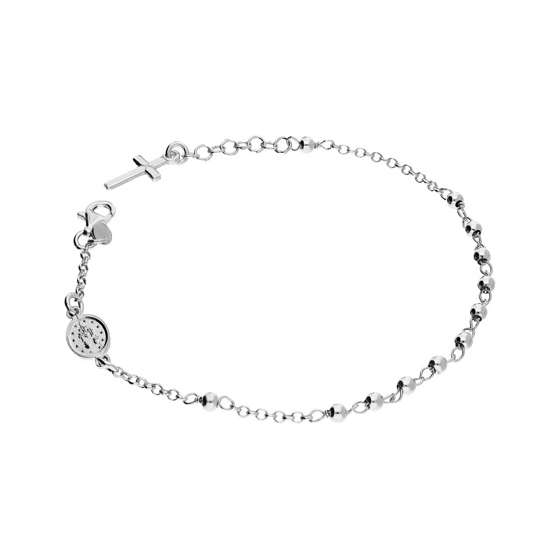 Bransoleta srebrna różaniec z gładkimi paciorkami NI ROBRLM3 ROD próba 925