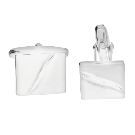 Srebrne Spinki do Mankietów Kwadrat Fala pr. 925 - JubilerSezam.pl