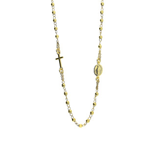 Naszyjnik pozłacany różaniec z grawerowanymi paciorkami NI ROGDGD03 GOLD próba 925