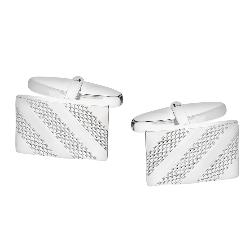 Srebrne Spinki do Mankietów Prostokąt Bieżnik pr. 925 - JubilerSezam.pl