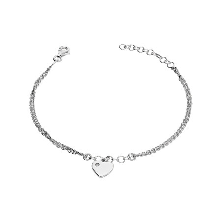Bransoleta srebrna serce z cyrkonią/podwójne rolo NI XBR08229C ROD próba 925