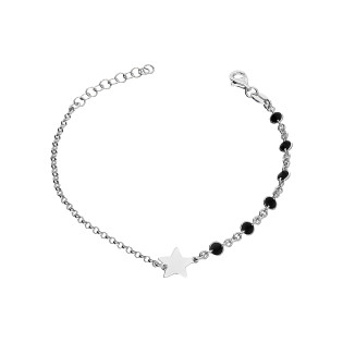 Bransoleta srebrna czarne cyrkonie i gwiazdka/rolo NI XBR08969 ROD próba 925