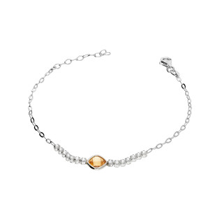 Bransoleta srebrna kwadratowa szampańska cyrkonia i rząd cyrkonii NI XBR11166D ROD próba 925