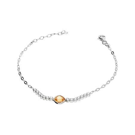 Bransoleta srebrna kwadratowa szampańska cyrkonia i rząd cyrkonii NI XBR11166D ROD próba 925