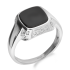 Sygnet srebrny kwadrat obły z onyksem jubilerskim i ornamentem