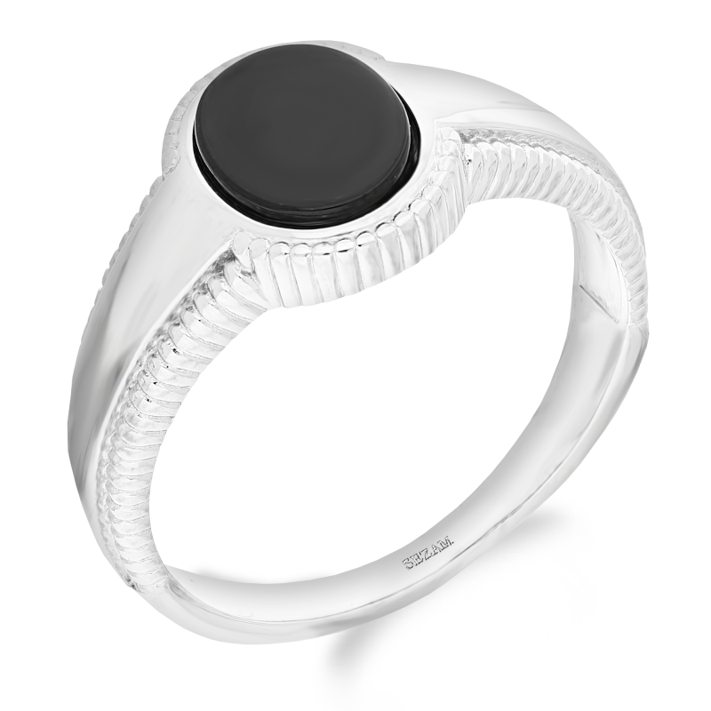 Sygnet srebrny owal z onyksem jubilerskim