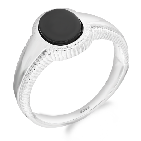 Sygnet srebrny owal z onyksem jubilerskim