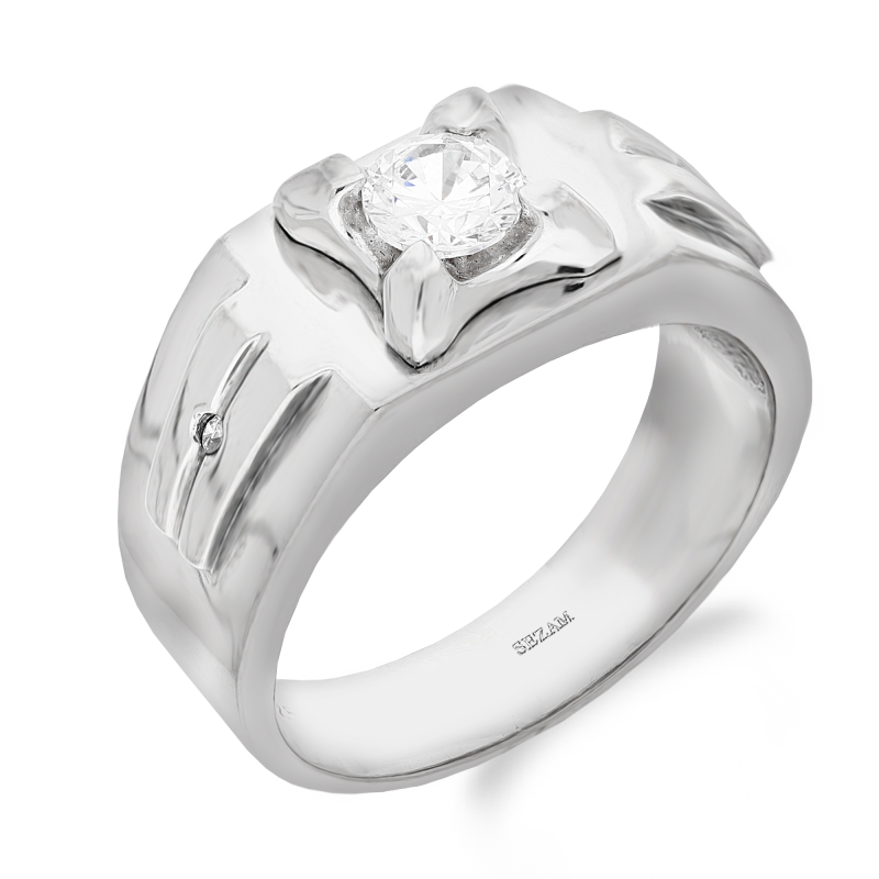 Sygnet srebrny z cyrkonią w prostokącie  JA1084 próba 925