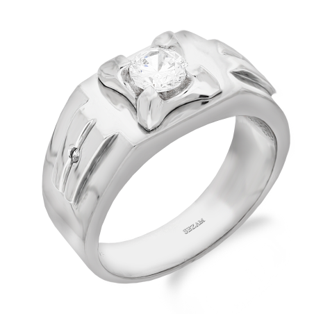 Sygnet srebrny z cyrkonią w prostokącie  JA1084 próba 925