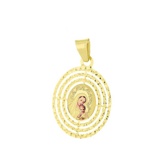 Medalik złoty z wizerunkiem Matki Boskiej z Dzieciątkiem emaliowany nr OS 204-MD15-18
 Waga-1,44