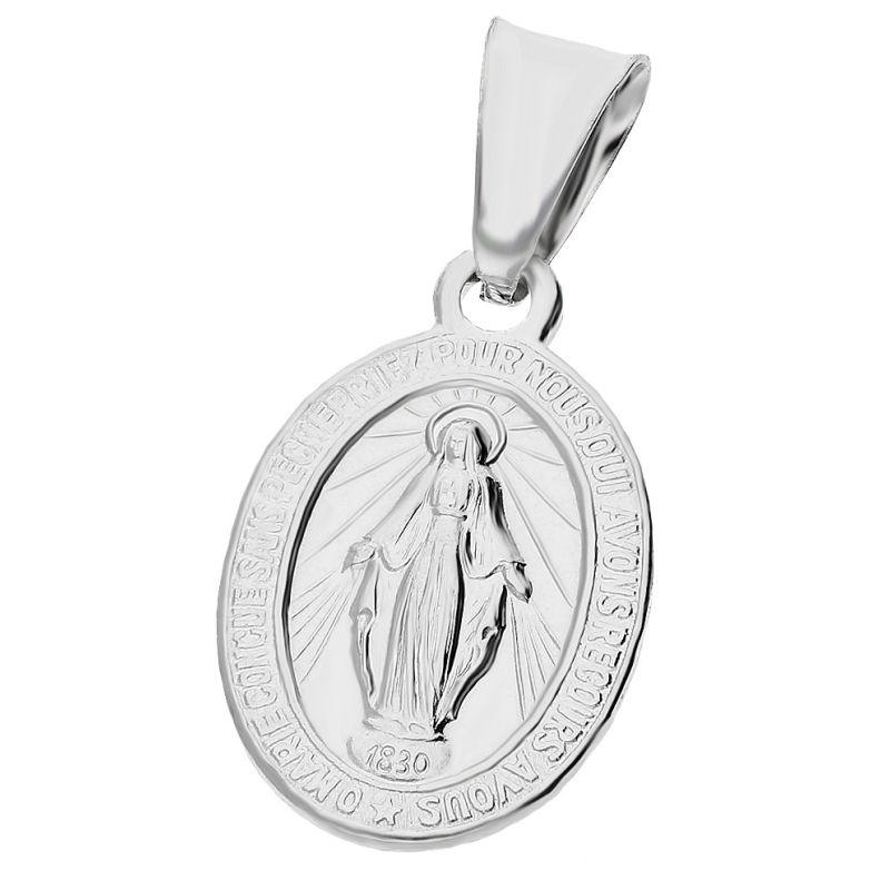 Medalik srebrny Niepokalana w owalu
