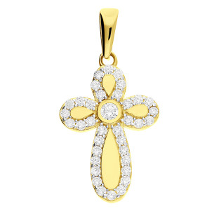 Krzyżyk cyrkonie wokół ram.obłe MZ T23-P-1893-YW-CZ próba 375