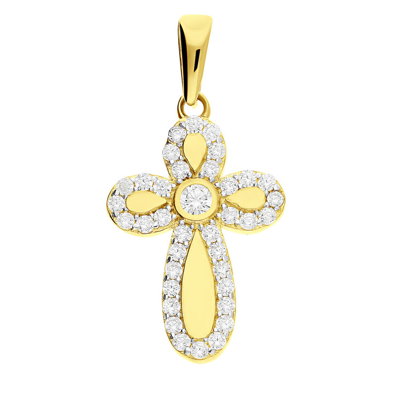 Krzyżyk cyrkonie wokół ram.obłe MZ T23-P-1893-YW-CZ próba 375