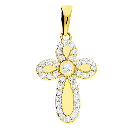 Krzyżyk cyrkonie wokół ram.obłe MZ T23-P-1893-YW-CZ próba 375